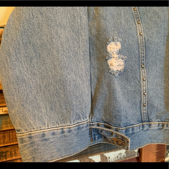 NWT FREE PEOPLE Cotton Studded Denim Jacket XS - Picture 8 of 14